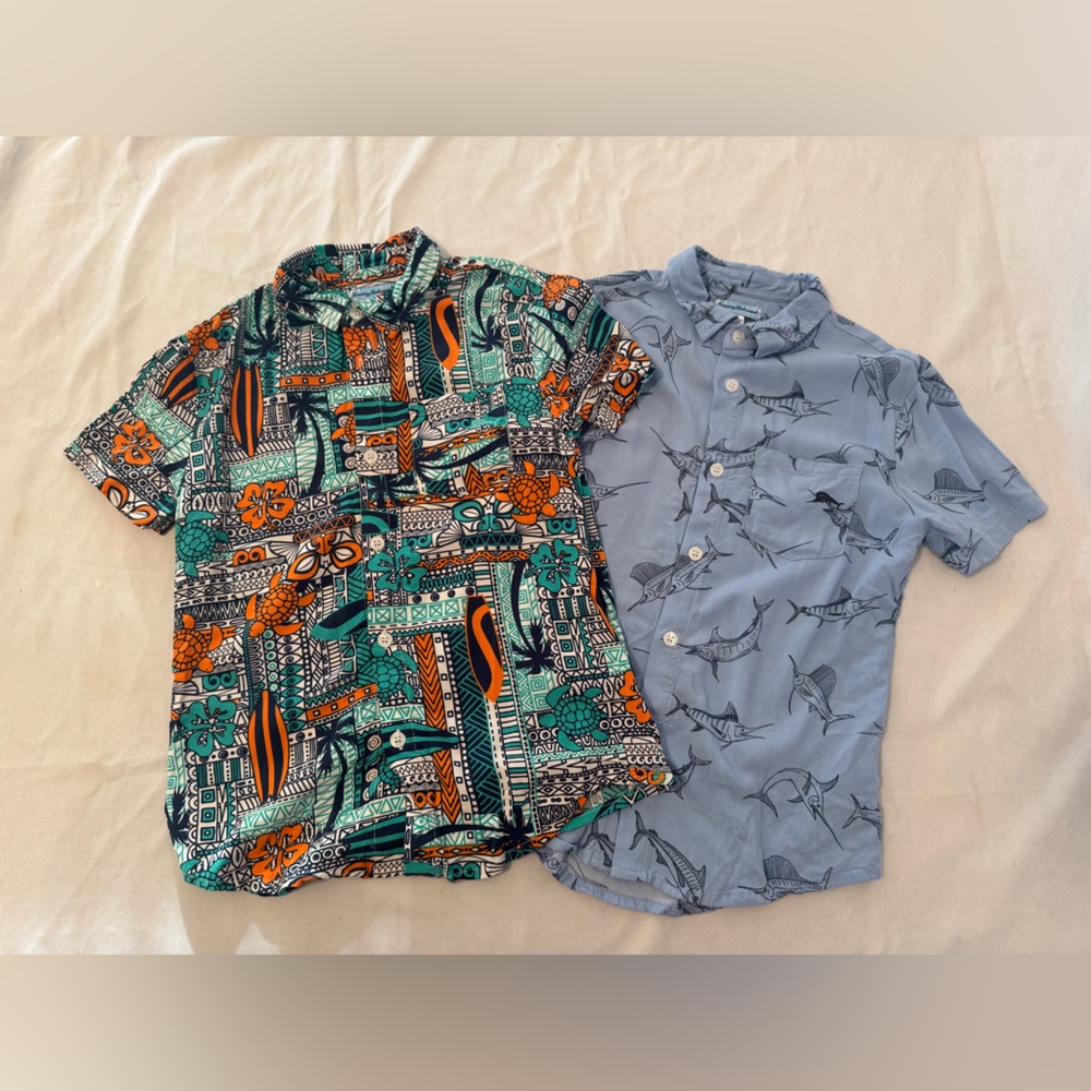 Tommy Bahama Boys Hawaiian Fish Button Up Shirts Boys Size 6 Lot of 2 Shirts